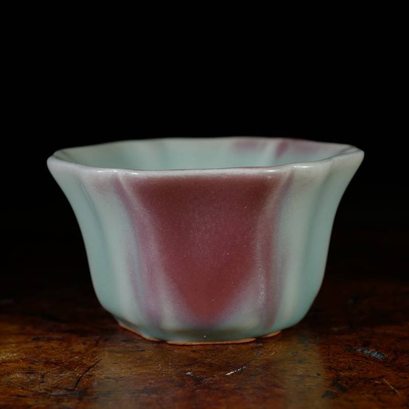 龙圣华苑 小神仙窑王铮仿古釉钧瓷葵口杯 名家手工复古钧窑主人杯
