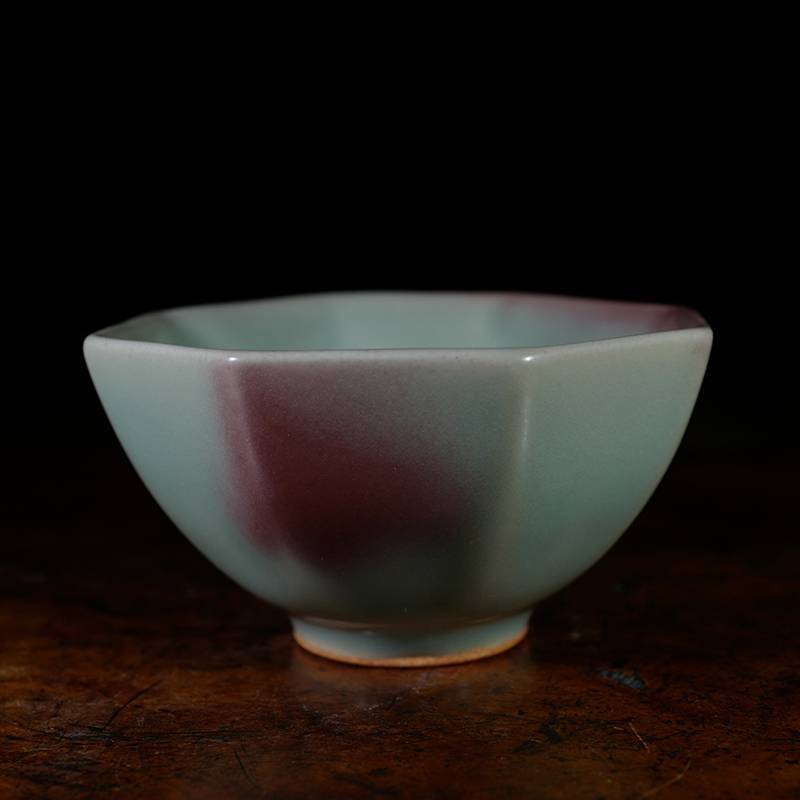 龙圣华苑 小神仙窑王铮仿古釉钧瓷八方杯 河南传统钧釉开片主人杯