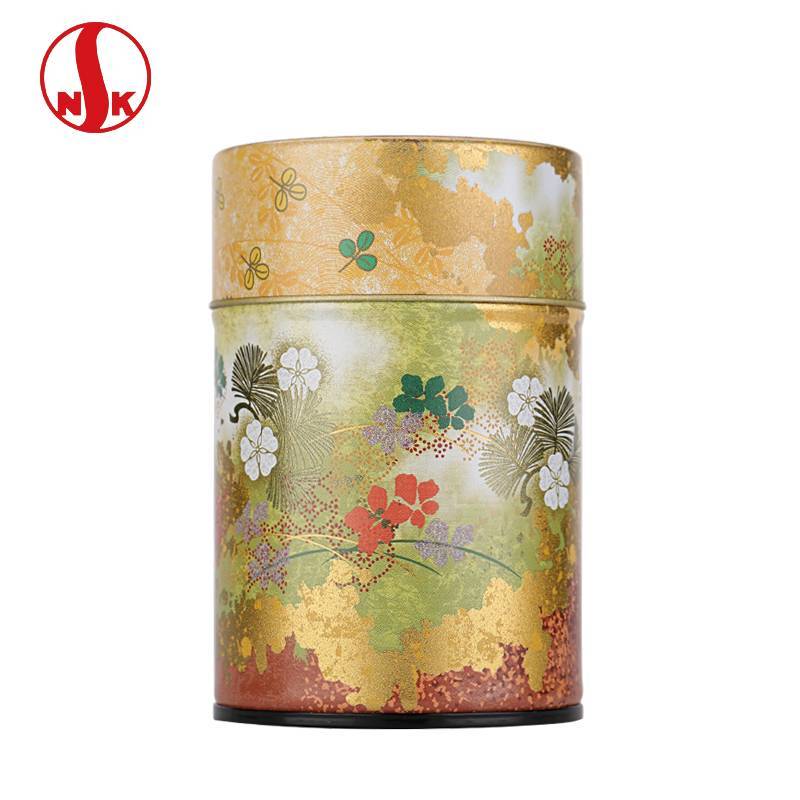 日本原产进口日东NITTOH马口铁镀锡茶叶罐 小号便携铁盒 花语150g