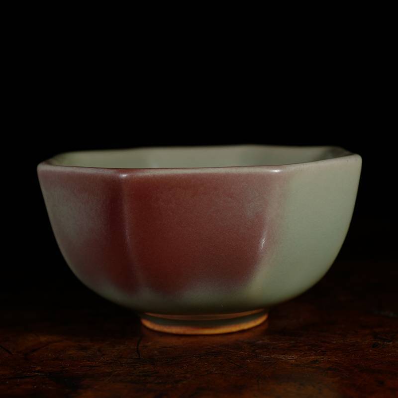 龙圣华苑 小神仙窑王铮仿古釉钧瓷八方杯 河南钧窑传统钧红主人杯