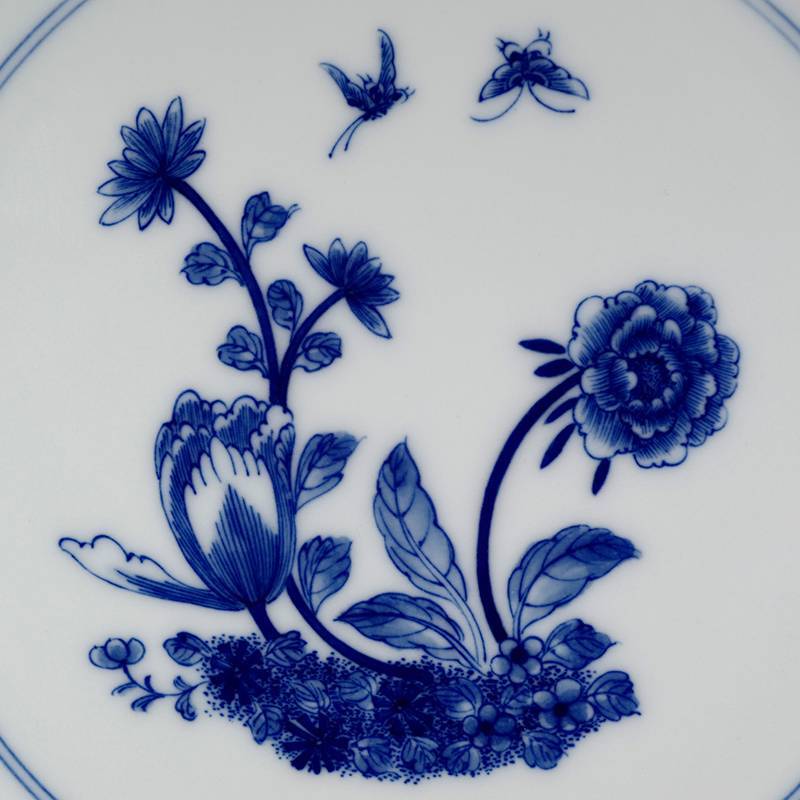 龙圣华苑景德镇宝玑楼传统手绘青花蝶恋花赏盘陶瓷壶承功夫茶具