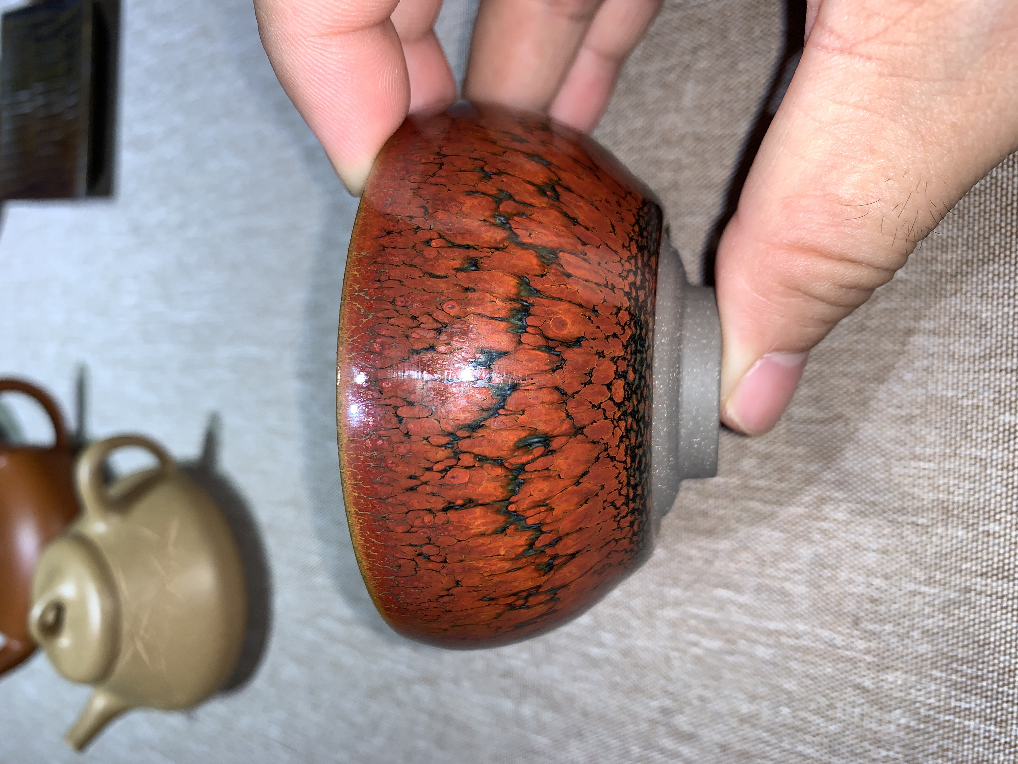 颐和轩 台湾陶艺家郭明庆 秘色天目 炫彩天目圆口杯茶盏 茶具 茶杯