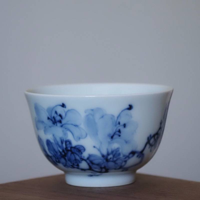 传老景德镇周雍楠手工手绘青花茶杯名家制作釉中彩个人品杯