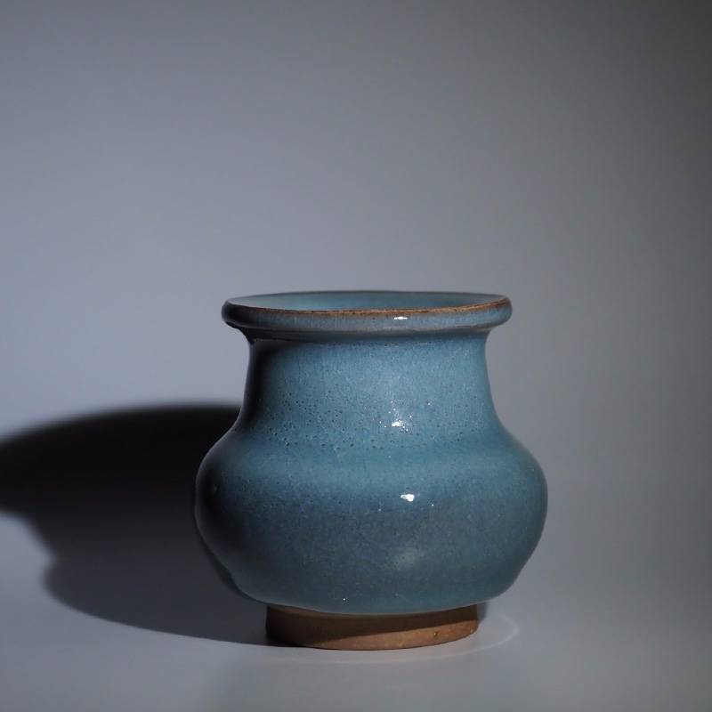 传老河南钧釉王铮小神仙窑小香炉手工制作开片茶桌摆件名家制作