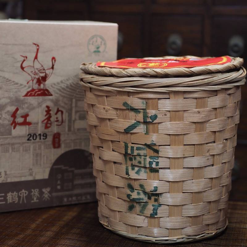 传老广西六堡茶三鹤2019红韵500g篓装一级原料2017年陈化