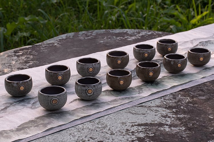 陶作坊 台湾制造老岩泥岩矿霜染落金杯 主人杯茶杯功夫茶具大容量