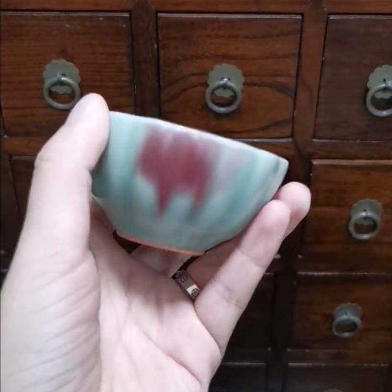 传老河南钧釉王铮小神仙窑手工窑变菊瓣杯