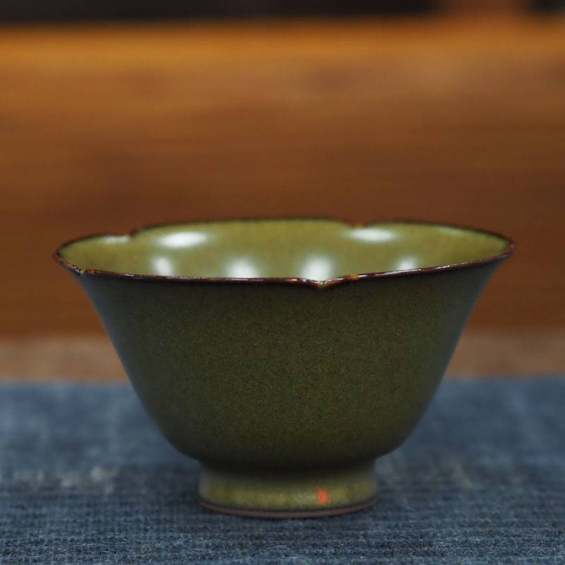 传老景德镇谷雨山房手工制作茶叶末釉葵口大杯个人主人中式茶杯