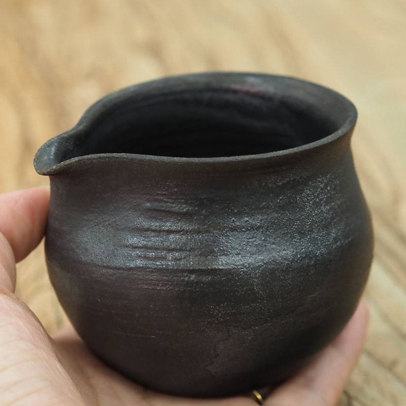 传老台湾名家陈满荣老师手工柴烧公道杯高温烧制小号匀杯粗陶