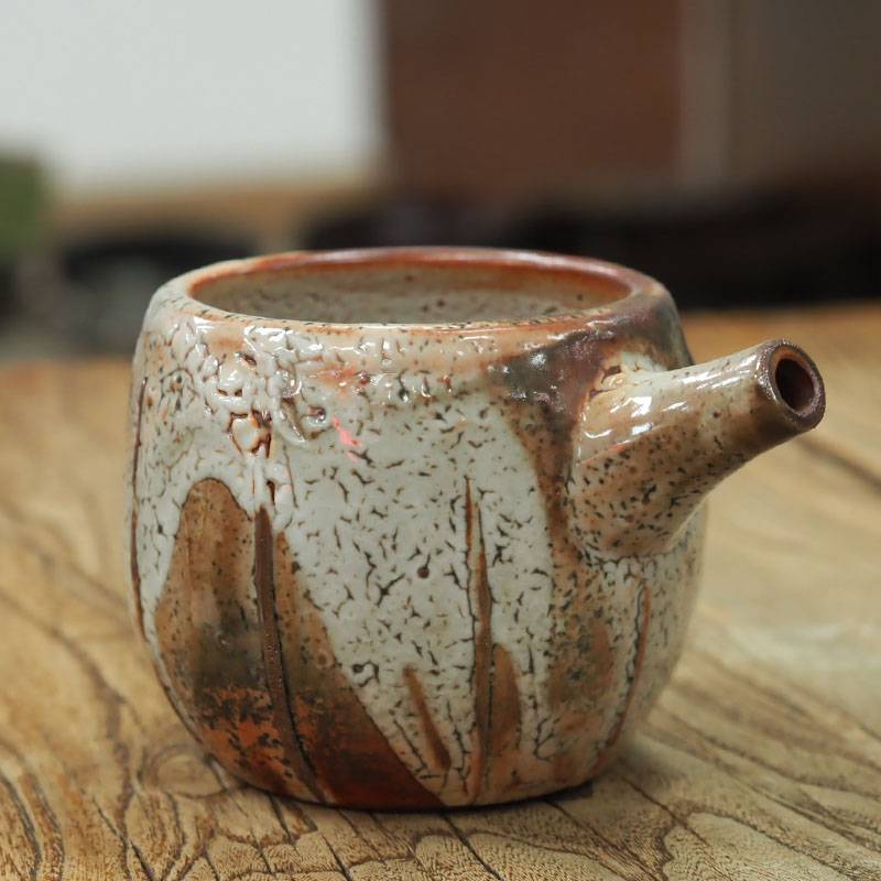传老台湾张振昌老师早期手工制作志野烧公道杯可滤茶陶瓷分茶器