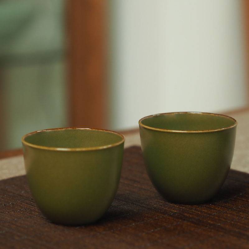 传老新品谷雨山房茶叶末釉金刚卧足杯景德镇手工单色釉纯色主人杯
