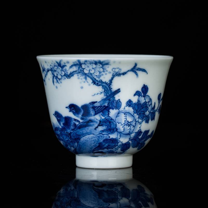 钟家窑 小茶杯景德镇陶瓷茶杯全手工青花柴窑功夫茶品茗杯个人单杯