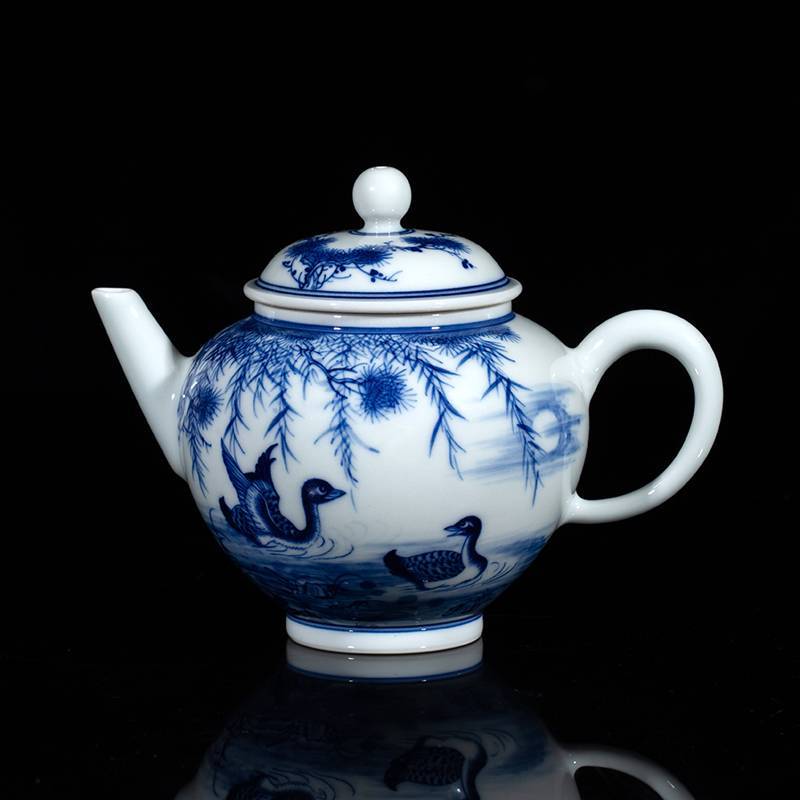 钟家窑 茶壶单壶陶瓷手工泡茶壶景德镇青花柴窑单人茶具小套装家用