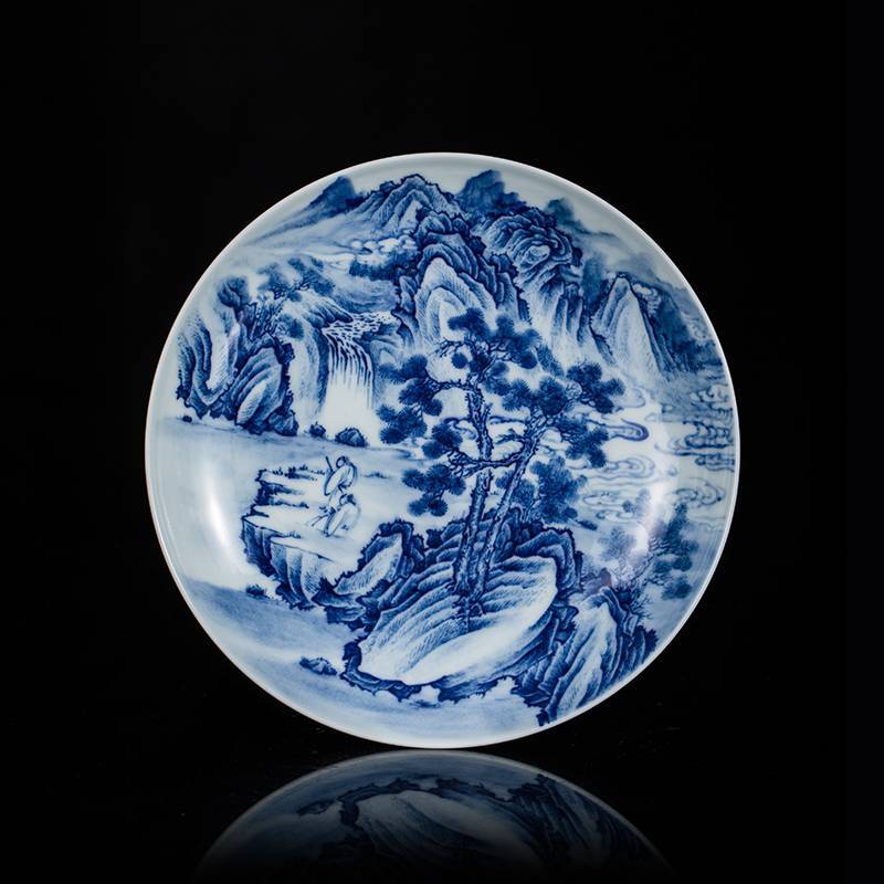 钟家窑 壶承景德镇柴窑青花手绘重工山水干泡台紫砂壶垫隔热垫茶台