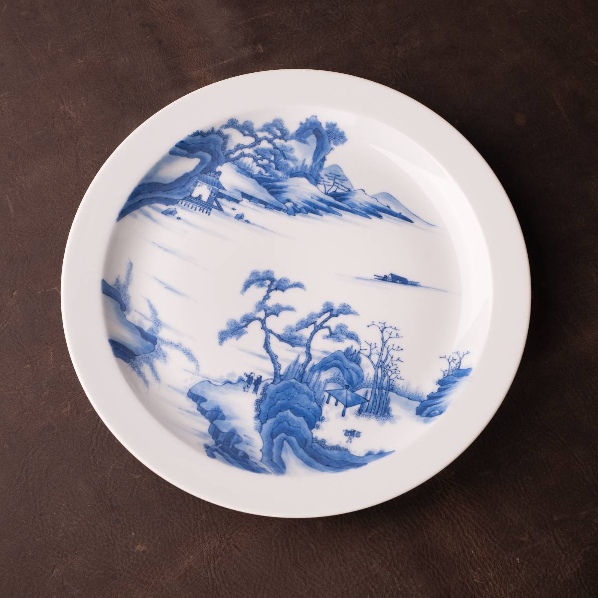 景德镇陶人临古手绘仿清康熙山水人物折沿大赏盘壶承手工干泡茶盘